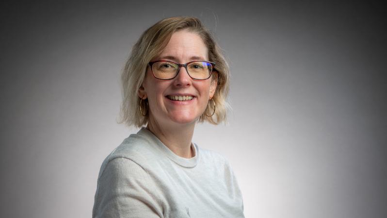 Smiling woman wearing glasses